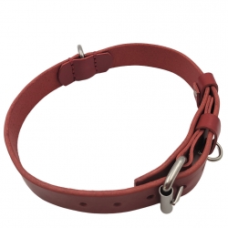 Hundehalsband Leder Rot  - Rotes Halsband für Hunde - Lederhalsband Rot