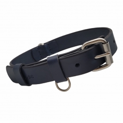 Hundehalsband Leder Blau  - Blaues Halsband für Hunde - Lederhalsband Dunkelblau