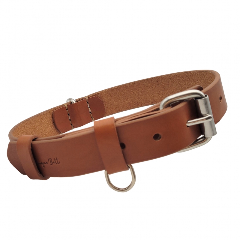 Hundehalsband Leder Cognac Braun - Lederhalsband für Hunde