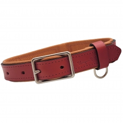 Hundehalsband Leder rot - gepolstert - Halsband für Hunde aus Leder