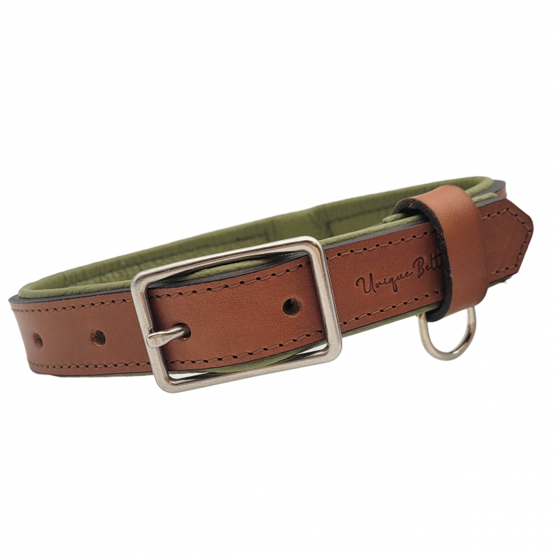 Hundehalsband Leder Cognac braun. Lederhalsband cognac - 3cm