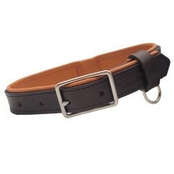 Hundehalsband Leder Braun 3cm - Lederhalsband für mittelgroße Hunde Dunkelbraun