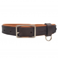 Hundehalsband Leder Braun 3cm - Lederhalsband für mittelgroße Hunde Dunkelbraun