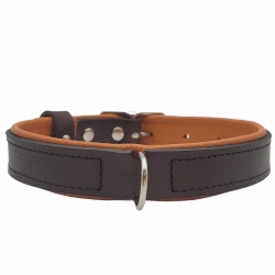 Hundehalsband Leder Braun 3cm - Lederhalsband für mittelgroße Hunde Dunkelbraun