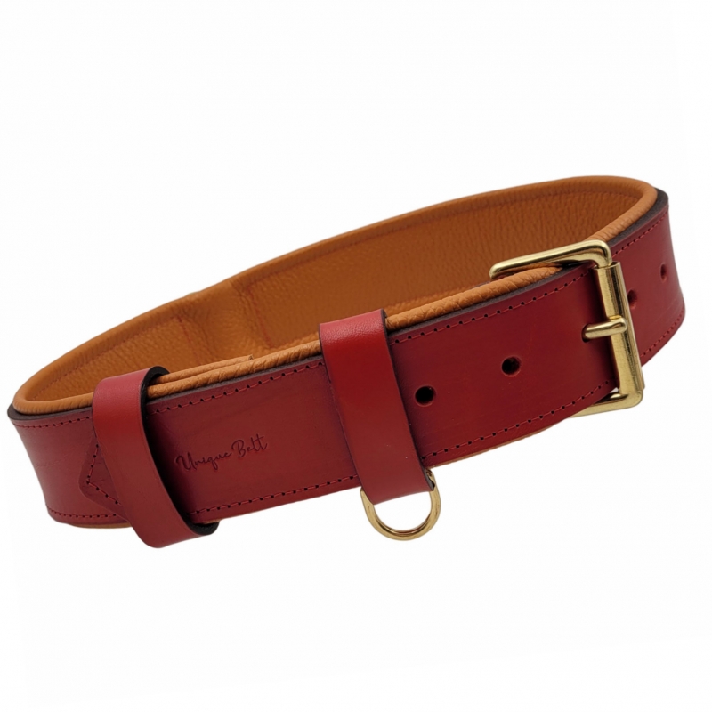 Hundehalsband Leder Rot . Halsband für große Hunde. Breite Hundehalsband  aus Leder in Rot