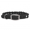 Hundehalsband geflochten in Schwarz - Fettleder Halsband mit Schnalle