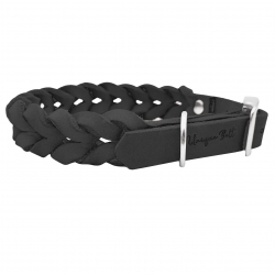 Hundehalsband geflochten in Schwarz - Fettleder Halsband mit Schnalle