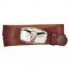 Jeansgürtel Herren Gürtel in Braun mit Schnalle Longhorn
