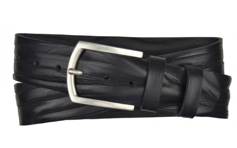 Breiter Herren Gürtel 4,5 cm aus Leder schwarz mit Dornschnalle