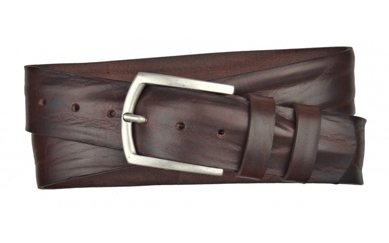 Herren Gürtel 4,5 cm aus Leder dunkelbraun mit Dornschnalle