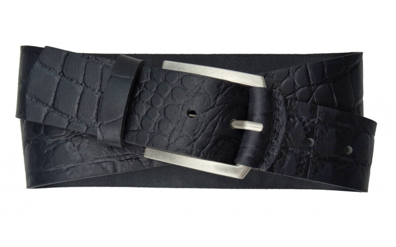 Herren Gürtel 4,5 cm breit aus Leder in Krokodil Optik schwarz