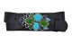 Damen Gürtel aus Leder schwarz mit Schnalle Türkise Blume