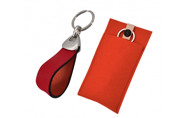 Schlüsselanhänger mit Leder rot