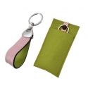 Schlüsselanhänger mit Leder rosa - grün