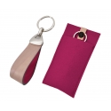 Schlüsselanhänger mit Leder beige - pink