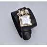 Ledergürtel aus Leder schwarz mit Diamant Gold