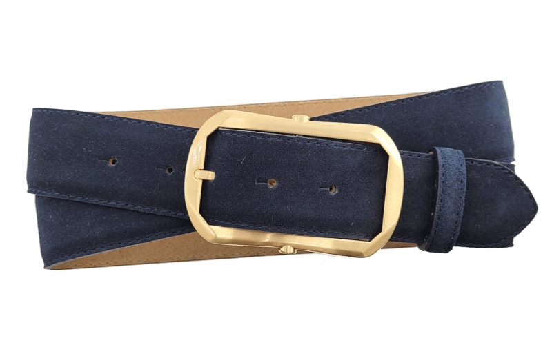Wildleder Gürtel blau mit goldener Schnalle Online kaufen | Unique Belt