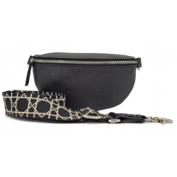 Schwarze Bauchtasche mit breitem Taschengurt