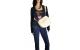Halbmond Tasche mit breitem Gurt Creme Luka Bee