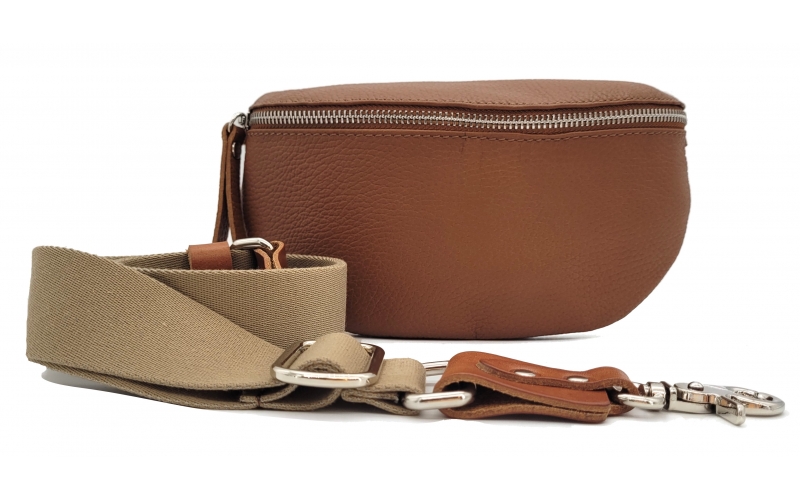 Bauchtasche mit breitem Gurt in Cognac Braun - Luka Bee