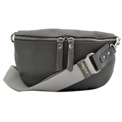 Bauchtasche Crossbody Bag mit breitem Gurt in Grau