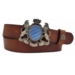Trachtengürtel aus Leder mit Wappen. Lederhosen Gürtel für Oktoberfest