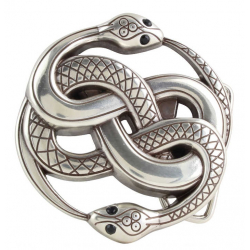 Gürtelschnalle mit zwei Schlangen in Silber