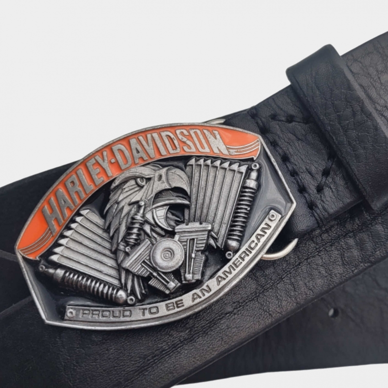 Biker Gürtel - Ledergürtel mit Harley Davidson Schnalle