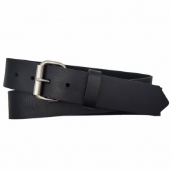 LEDERGÜRTEL HERREN Schwarz mit Rollschnalle aus Edelstahl - JEANSGÜRTEL  Leder