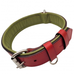 Hundehalsband Leder Rot . Halsband für große Hunde. Breite Hundehalsband  aus Leder in Rot