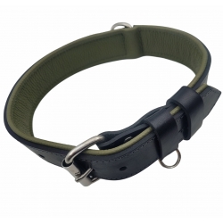 Hundehalsband aus Leder gepolstert Schwarz. Breite Halsband aus Leder für große Hunde