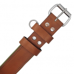 Hundehalsband aus Leder gepolstert Cognac Braun Breite Halsband aus Leder für große Hunde Hellbraun