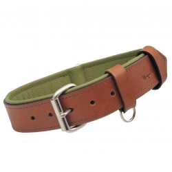 Hundehalsband aus Leder gepolstert Cognac Braun Breite Halsband aus Leder für große Hunde Hellbraun