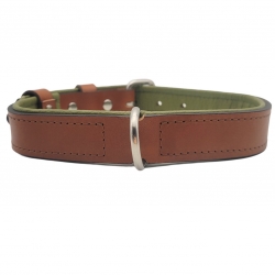 Hundehalsband aus Leder in Cognac Braun. Lederhalsband Hund