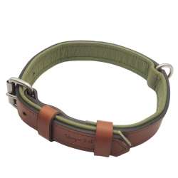 Hundehalsband aus Leder in Cognac Braun. Lederhalsband Hund