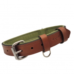 Hundehalsband aus Leder in Cognac Braun. Lederhalsband Hund