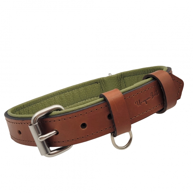 Hundehalsband aus Leder in Cognac Braun. Lederhalsband Hund